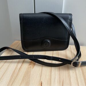 Women’s Vintage Small Black Leather Crossbody Bag Convertible Belt Bag w/ Mirror